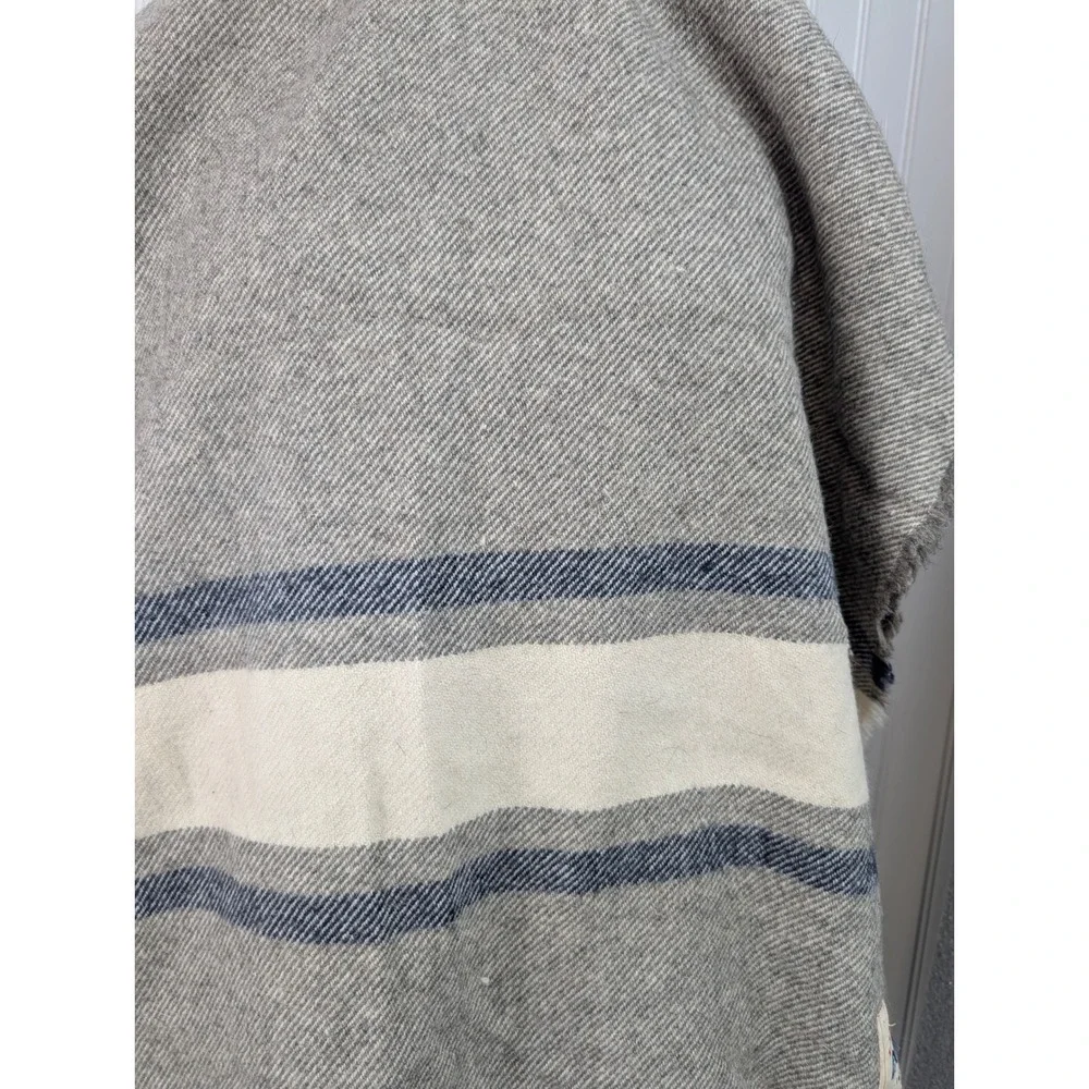 Line of Trade Striped Wool Blend Throw Blanket Fringed Cabin Core 140